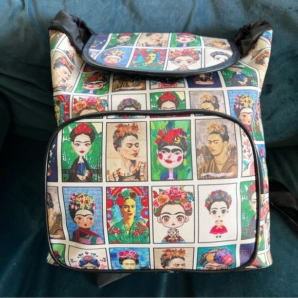 FRIDA KAHLO CARICATURE PORTRAIT LARGE BACKPACK NWOT main image 4